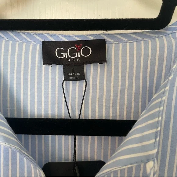 GiGiO Light Blue Striped Blouse - Picture 2 of 4